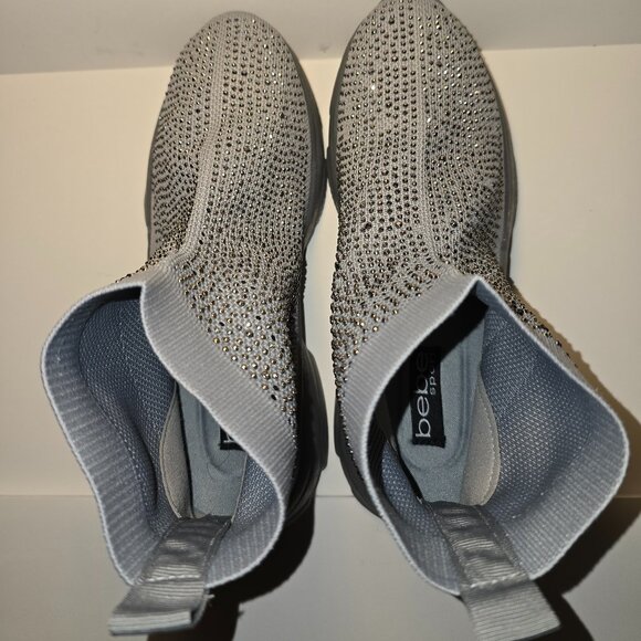 Bebe Silver With Sparkle Woman's Accent Slip On Not a Tie Sneaker- Size 9 - Picture 9 of 9